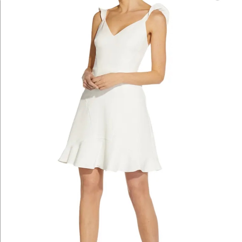 Aidan Mattox Size 2 White Flounce Cocktail Dress